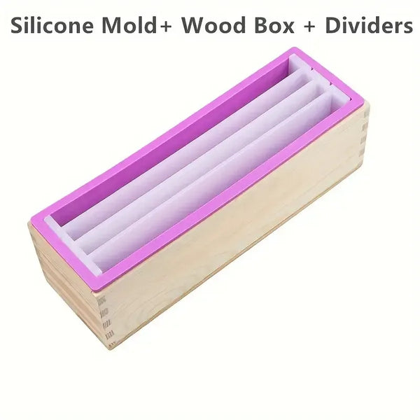 Soap loaf silicon mold with wooden box and separators